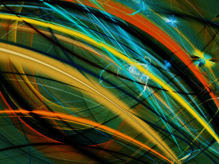 yellow and green abstract fractal background 3d rendering illustration