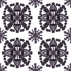 Geometric seamless pattern of purple color on a white background.