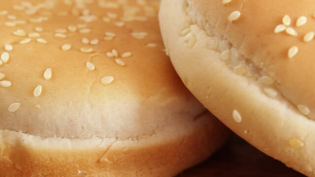 pain a burger, au s&eacute;same, en gros plan