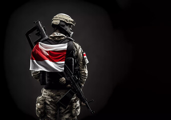 Naklejka premium Soldier, Georgia. Flag day. Dark banner. AI generated