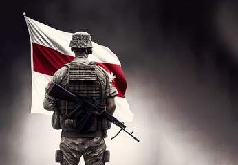 Naklejka premium Soldier, Georgia. Flag day. AI generated