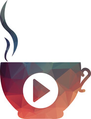 Coffee media logo design template. Coffee and play logo design.