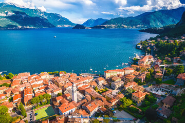 Fototapeta premium Como Lake and town of Menaggio waterfront aerial view