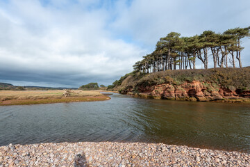 The mouth of the river Otter in Budleigh Salterton in Devon