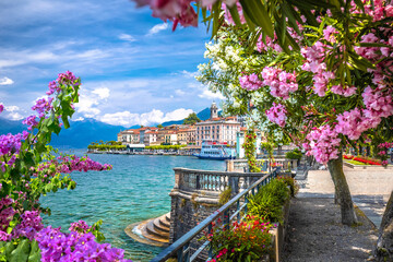 Town of Bellagio Lungolago Europa and lakefront view, Como Lake