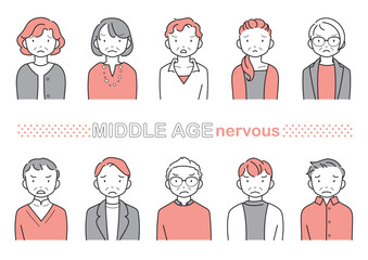 怒る・困る・ナーバスな中年男女　上半身セット