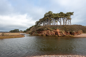 The mouth of the river Otter in Budleigh Salterton in Devon