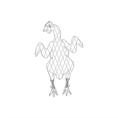 line art illustration of a rooster with crossed stripes