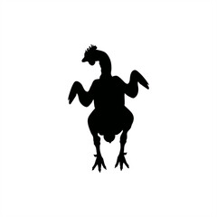 monochrome silhouette illustration of a chicken for a stamp, clipart, icon or sign