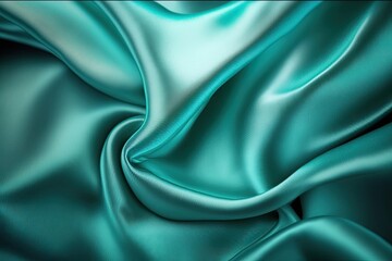 Fototapeta premium teal blue silk silky satin fabric elegant extravagant luxury wavy shiny luxurious shine drapery background wallpaper seamless abstract showcase backdrop artistic design presentation material texture