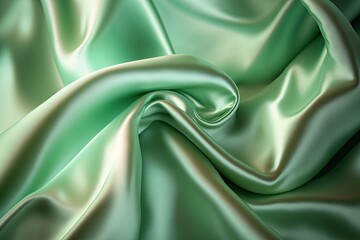 Obraz premium mint green silk silky satin fabric elegant extravagant luxury wavy shiny luxurious shine drapery background wallpaper seamless abstract showcase backdrop artistic design presentation material texture