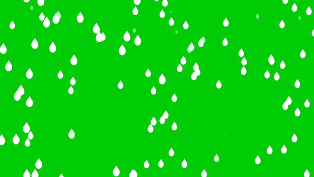 rain waterdrop animation video clip isolated on green