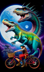 Dinosaur riding bike created
with Generative Al technology