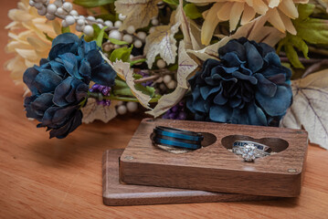 Blue and Silver Wedding Rings 