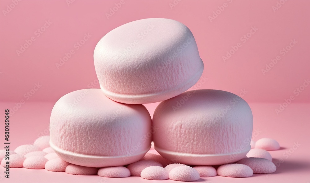 Poster three marshmallows stacked on top of each other. generative ai