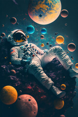 Astronaut in space poster art, generative ai