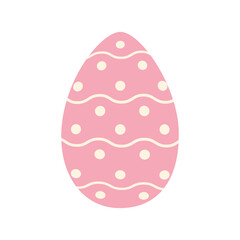 Easter egg in trendy pink with a simple pattern of wavy lines and dots. Happy Easter. Holiday. EPS