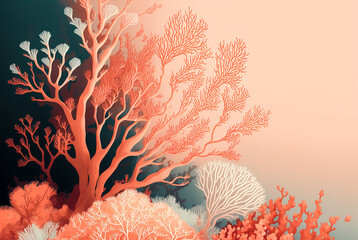 Background with pink corals. AI generated image