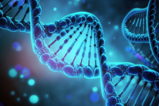 DNA helix close-up. The concept of evolution. AI generated