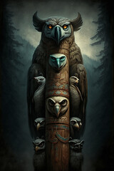 Wooden totem, generative ai