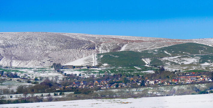 Snow on Pendle Hill in Lancashire UK. In this area in 1612 there were  10 people were accused of witchcraft and hung