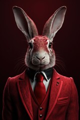 Elegant Rabbit in Formal Jacket is a whimsical image of a rabbit dressed in a formal suit. Generative AI