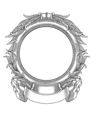 vector  illustration of antique engraving frame monochrome style