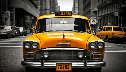 Fototapeta na wymiar A NYC yellow cab - generative ai