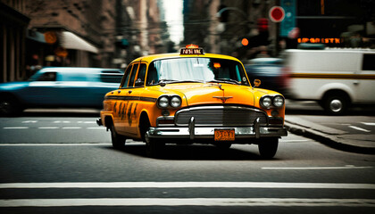 A NYC yellow cab - generative ai - obrazy, fototapety, plakaty