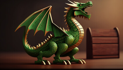 Fototapeta premium banner chinese holiday new year symbol of 2024 .green dragon .Generative AI