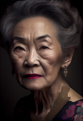 Older Asian model portrait, generative ai