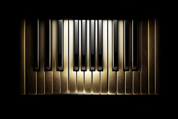 piano keys top view golden silhouette, album cover, ai