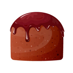 Easter cake dark milk chocolate icing glaze bake icon cartoon flat. Happy holiday treat gift dessert floury glazed sugar top puff pastry traditional eastern european food postcard sticker isolated