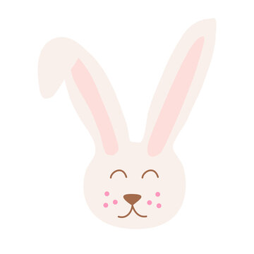Head of hand drawn cute bunny, children print design rabbit, vector