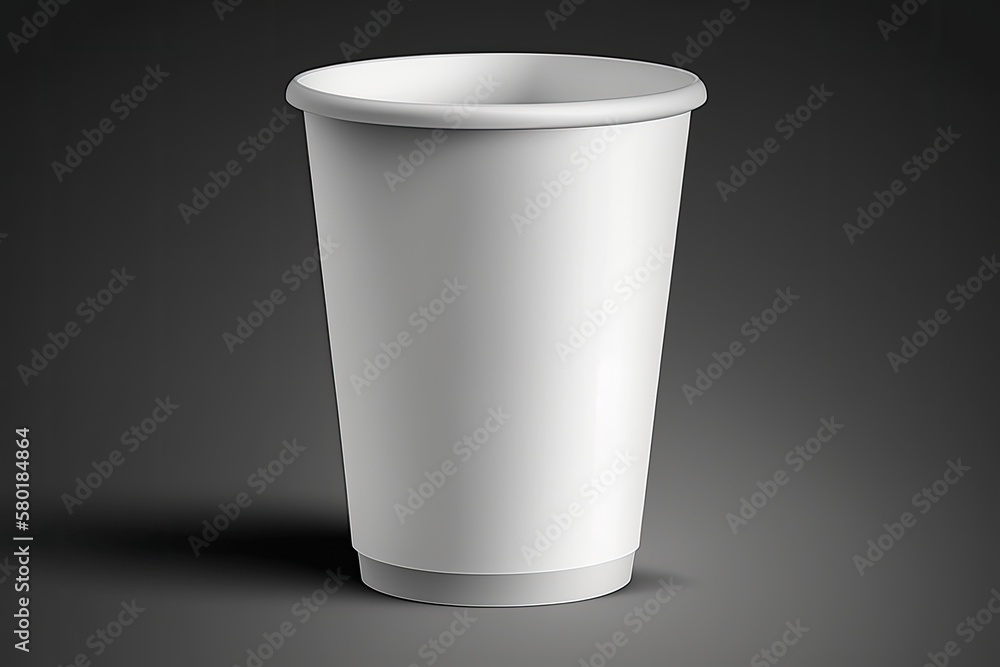 Poster white cup realistically isolated on a translucent backdrop. mock up template. a based image. generat