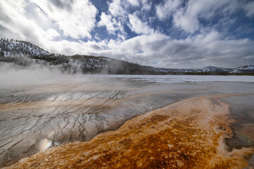 Geysers and Hot Springs Winter at Yellowstone National Par Wyoming and Montana