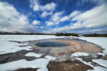 Geysers and Hot Springs Winter at Yellowstone National Par Wyoming and Montana