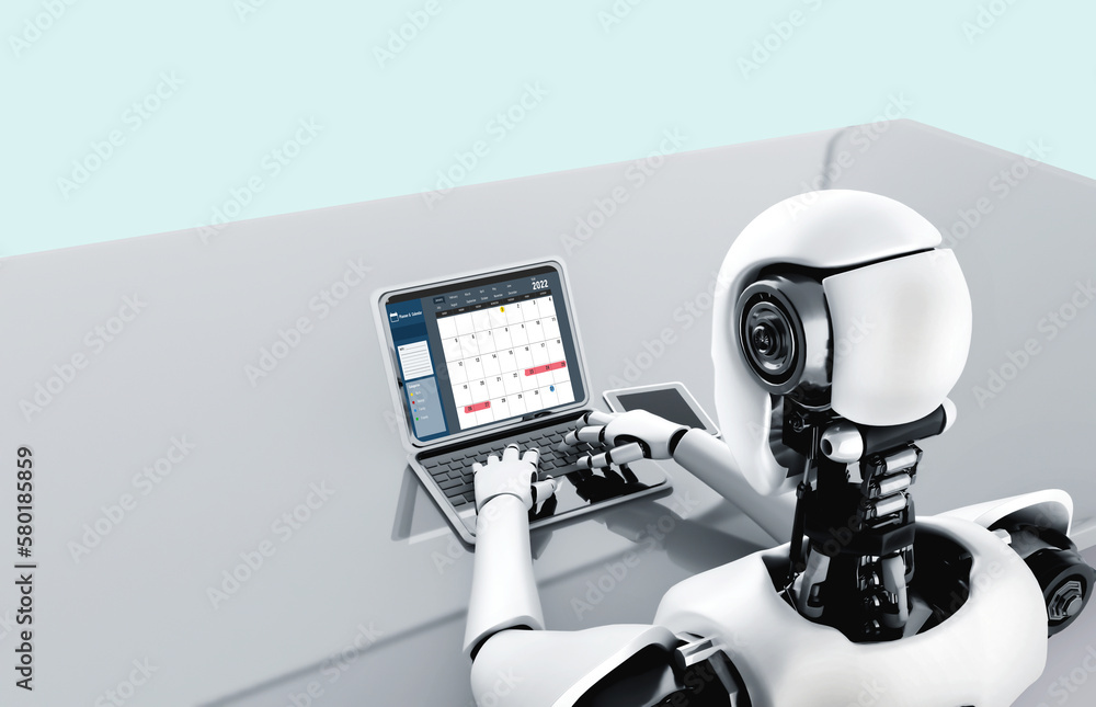 Poster ai artificial intelligence robot using modish computer software