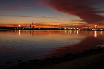 Fototapeta premium Sunset over Southampton Docks