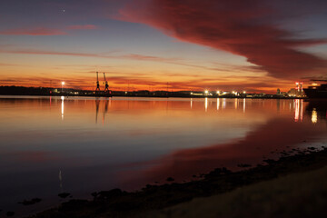 Sunset over Southampton Docks