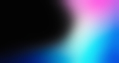 Abstract color gradient wave pattern on black background, copy space, noise grainy texture effect, banner header design