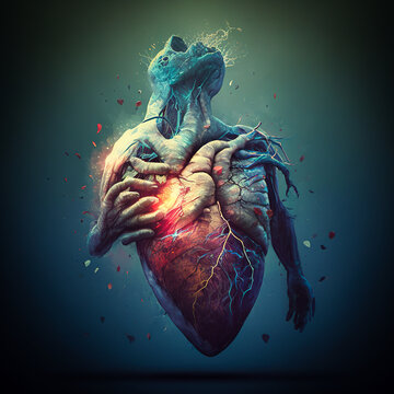 3d render of a surrealistic heartache - generative ai