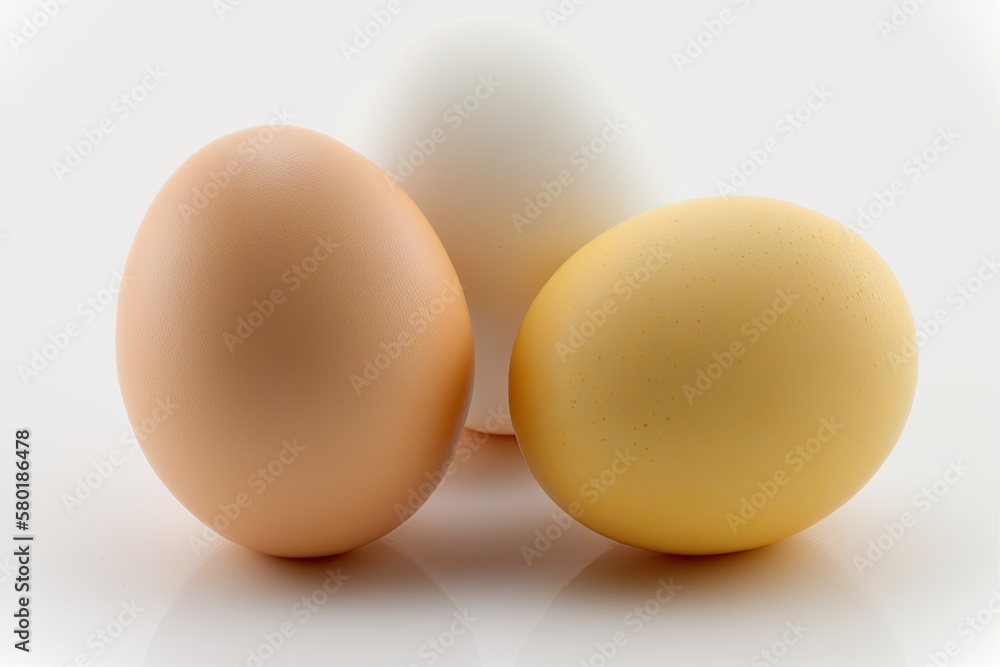 Poster isolated white background with three eggs. generative ai