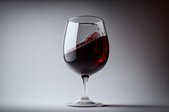Cup of red wine, possibly Cabernet Sauvignon, Merlot, Pinot Noir, or Malbec, in a white glass. Generative AI