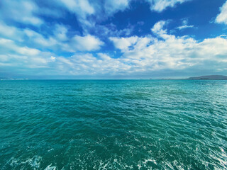 Ocean Blue, Water on the Beach shore, Coastline Resort.