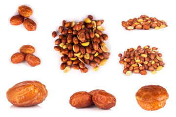 peanuts isolated on white background pile shell