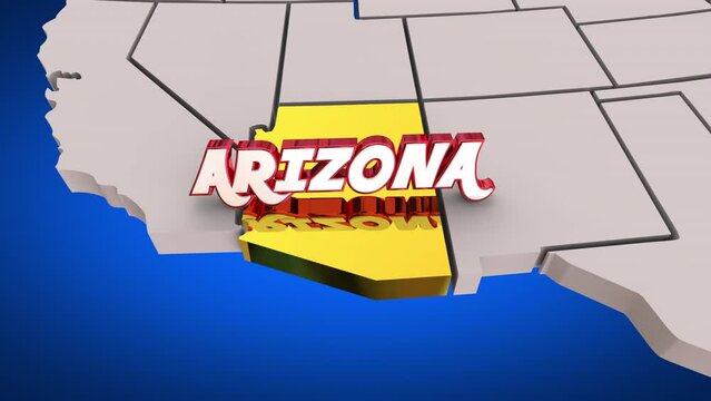 Arizona AZ State Map Tourism Destination Travel 3d Animation