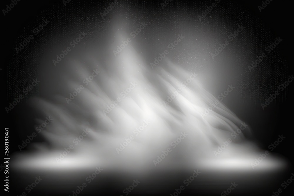 Canvas Prints Template of white fog created by water spray isolated on a dark, translucent backdrop. Use stream or spray nozzles to activate the sprayer effect. A realistic image. Generative AI