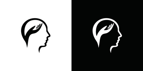 Mental health line icon. Psychotherapy symbol concept isolated on white and black background. Vector illustration