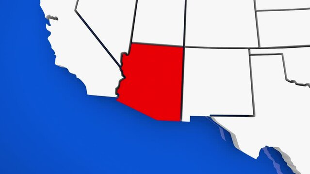 Arizona AZ State Map Travel Destination Business Area 3d Animation